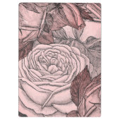 装飾バラ赤面ピンクモノグラム クリップボード (裏面)