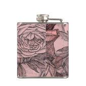 装飾バラ赤面ピンクモノグラム フラスク (裏面)
