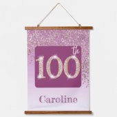 装飾バラ金ゴールドグリッター写真100誕生日 吊り下げ型タペストリー (正面2)