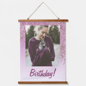 装飾バラ金ゴールドグリッター写真100誕生日 吊り下げ型タペストリー (正面3)