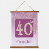 装飾バラ金ゴールドグリッター、写真40th Birthday 吊り下げ型タペストリー (正面2)