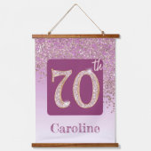 装飾バラ金ゴールドグリッター、写真70誕生日 吊り下げ型タペストリー (正面2)