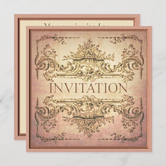 装飾バロックパーティの招待状 招待状 (正面/裏面)