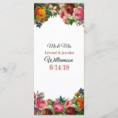 装飾バーガンディバラ結婚のメニューカード メニュー (裏面)