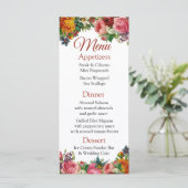 装飾バーガンディバラ結婚のメニューカード メニュー (スタンド正面)