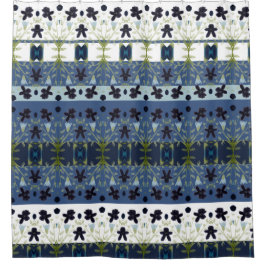 装飾パターン（の模様が）ある青と白 シャワーカーテン