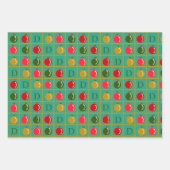 装飾パーソナライズされたビンゴ – 緑と金ゴールド ラッピングペーパーシート (正面)