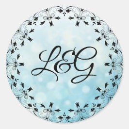 装飾パーソナライズされたブルーイニシャルシール ラウンドシール
