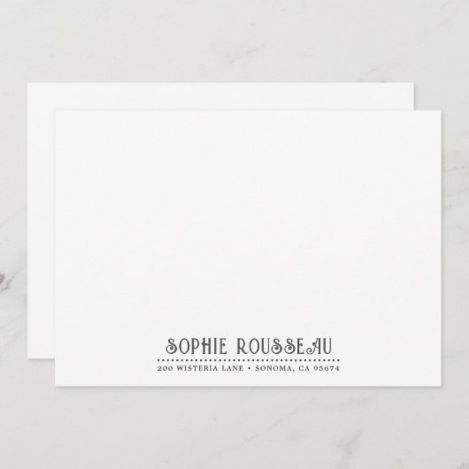 装飾パーソナライズされたユニークタイポグラフィ ノートカード (正面/裏面)