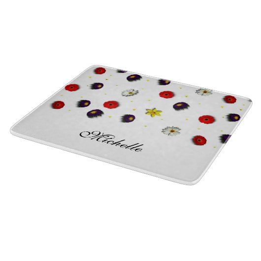 装飾パーソナライズされた春の花白 カッティングボード (角)