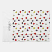 装飾パーソナライズされた春の花白 キッチンタオル (横)