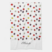 装飾パーソナライズされた春の花白 キッチンタオル (縦)