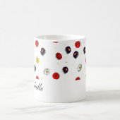 装飾パーソナライズされた春の花白 コーヒーマグカップ (中央)
