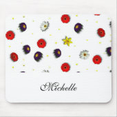 装飾パーソナライズされた春の花白 マウスパッド (正面)