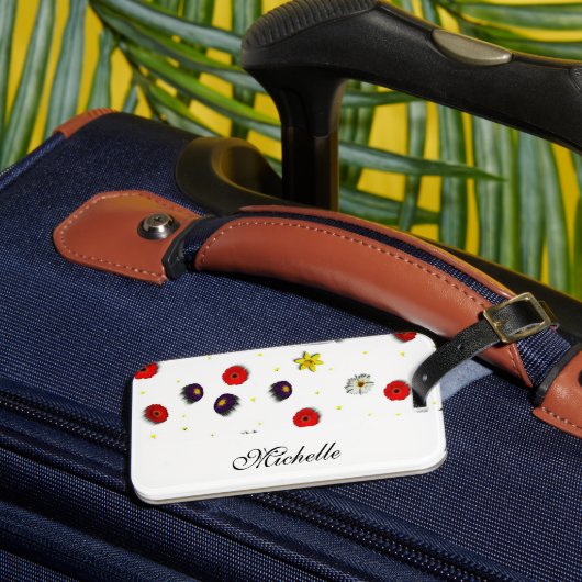 装飾パーソナライズされた春の花白 ラゲッジタグ (正面インサイチュ3)