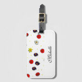 装飾パーソナライズされた春の花白 ラゲッジタグ (正面縦)