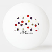 装飾パーソナライズされた春の花白 卓球ボール (正面)