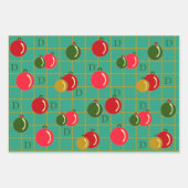 装飾パーソナライズされた – 明るい赤と緑 ラッピングペーパーシート (正面)