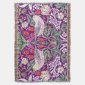 装飾パープルウィリアム・モリスイチゴ泥棒  スローブランケット (正面縦)