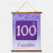 装飾パープルグリッター2 Photos 100誕生日 吊り下げ型タペストリー (正面2)