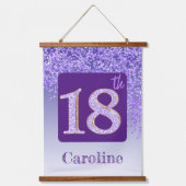 装飾パープルグリッター2 Photos 18誕生日 吊り下げ型タペストリー (正面2)
