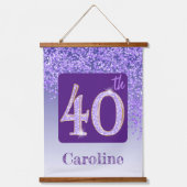 装飾パープルグリッター2 Photos 40th Birthday 吊り下げ型タペストリー (正面2)
