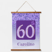 装飾パープルグリッター2 Photos 60誕生日 吊り下げ型タペストリー (正面2)