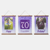 装飾パープルグリッター2 Photos 70誕生日 吊り下げ型タペストリー (トリプル)