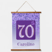 装飾パープルグリッター2 Photos 70誕生日 吊り下げ型タペストリー (正面2)