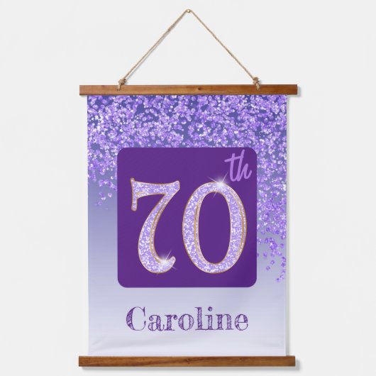 装飾パープルグリッター2 Photos 70誕生日 吊り下げ型タペストリー (正面2)