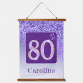 装飾パープルグリッター2 Photos 80誕生日 吊り下げ型タペストリー (正面2)