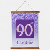 装飾パープルグリッター2 Photos 90誕生日 吊り下げ型タペストリー (正面2)