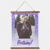 装飾パープルグリッター2 Photos 90誕生日 吊り下げ型タペストリー (正面3)