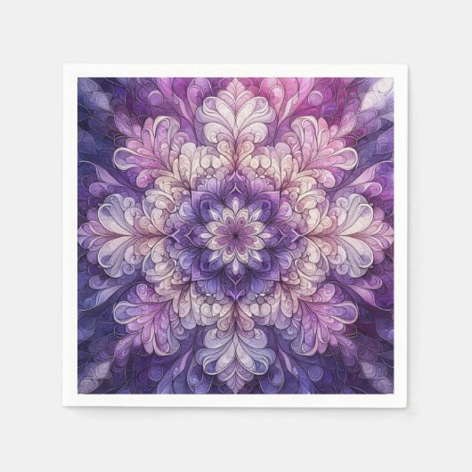 装飾パープル スタンダードカクテルナプキン (正面)