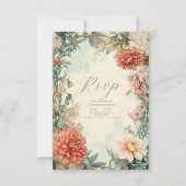 装飾ビクトリアン王室の結婚フローラ 出欠カード (正面)