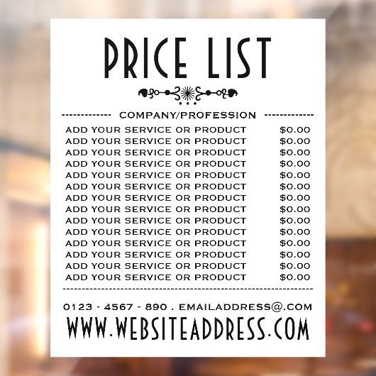 装飾ビジネス価格リストと情報 ウィンドウサイン (シート2)