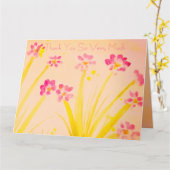 装飾ピンクとグリーン カード (黄色い花)