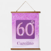 装飾ピンクグリッター2誕生日60 吊り下げ型タペストリー (正面2)