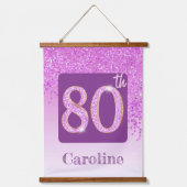 装飾ピンクグリッター280誕生日の写真 吊り下げ型タペストリー (正面2)