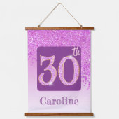 装飾ピンクグリッター2 30歳の誕生日の写真 吊り下げ型タペストリー (正面2)