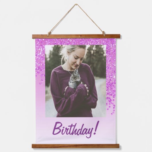 装飾ピンクグリッター2 30歳の誕生日の写真 吊り下げ型タペストリー