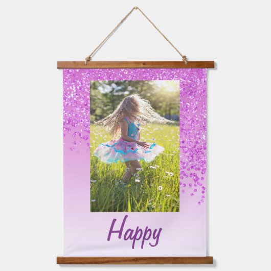 装飾ピンクグリッター2 40歳の誕生日の写真 吊り下げ型タペストリー (正面)