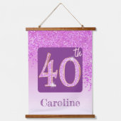装飾ピンクグリッター2 40歳の誕生日の写真 吊り下げ型タペストリー (正面2)