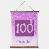 装飾ピンクグリッター2 Photos 100誕生日 吊り下げ型タペストリー (正面2)