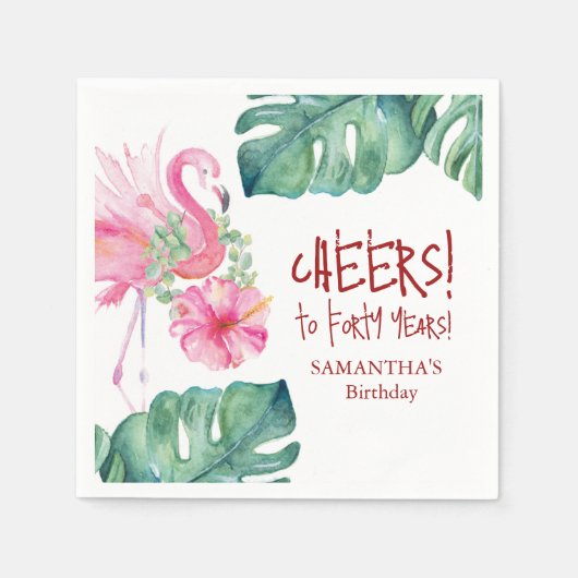 装飾ピンクフラミンゴ紙ナプキンス スタンダードカクテルナプキン (正面)