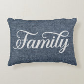 装飾ファミリースクリプカジュアルトブルーデニム アクセントクッション (正面)