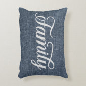 装飾ファミリースクリプカジュアルトブルーデニム アクセントクッション (正面(垂直))