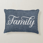 装飾ファミリースクリプカジュアルトブルーデニム アクセントクッション (裏面)