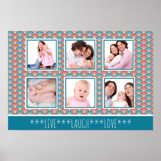 装飾ファンパターン付きフォトコラージュ ポスター (正面)