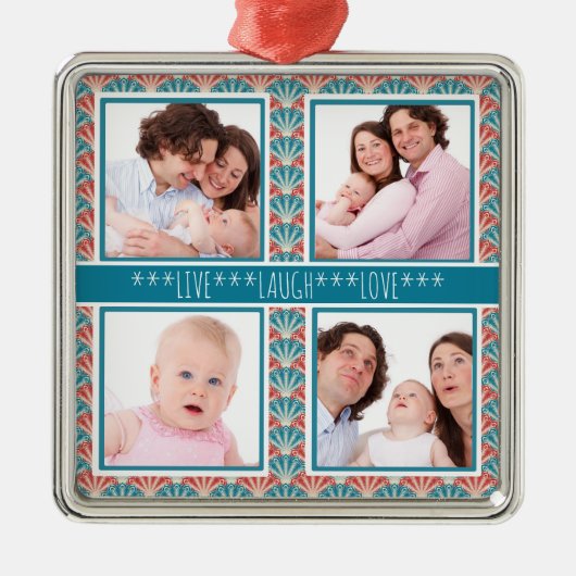 装飾ファンパターン付きフォトコラージュ メタルオーナメント (正面)